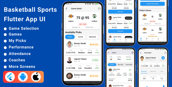 Basketball Sports Betting Flutter App Template | Live Scores, Odds & Betting Tracker - CodeCanyon Item for Sale