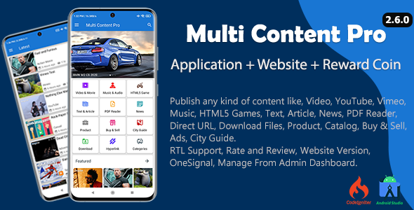 Multi Content Pro (Application and Website) - CodeCanyon Item for Sale