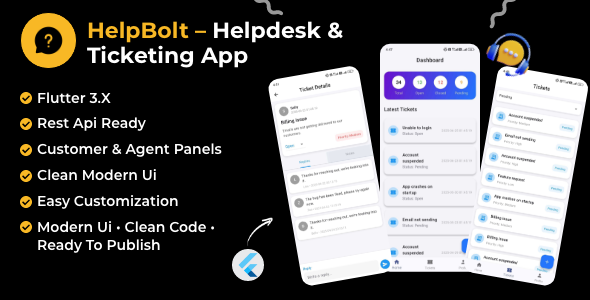 HelpBolt – SaaS Helpdesk & Ticketing Mobile App (Flutter + API) - CodeCanyon Item for Sale