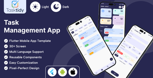 TaskTidy - Task Management & Productivity Flutter Mobile App Template | Android & iOS UI Kit - CodeCanyon Item for Sale