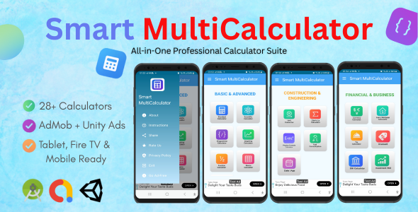 Smart MultiCalculator – All-in-One Android Calculator App (29+ Tools, AdMob + Unity Ads) - CodeCanyon Item for Sale