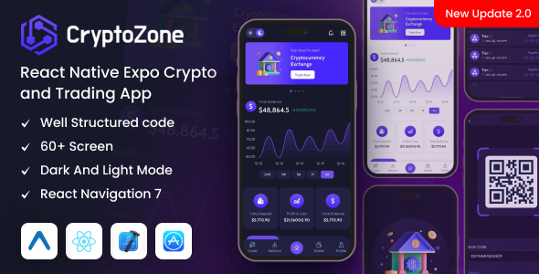 CryptoZone - React Native Expo Cryptocurrency Mobile App Template - CodeCanyon Item for Sale