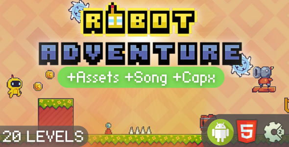 Construct 2 Game | Robot Adventure – HTML5 Platformer Game (Easy Reskin | Mobile Ready) - CodeCanyon Item for Sale
