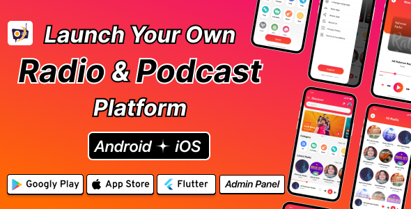 DTRadio - Online Radio, Podcasts & Live Events Flutter App (iOS - Android) with admin panel - CodeCanyon Item for Sale