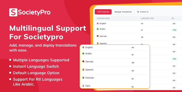 Language Pack Module for SocietyPro - CodeCanyon Item for Sale