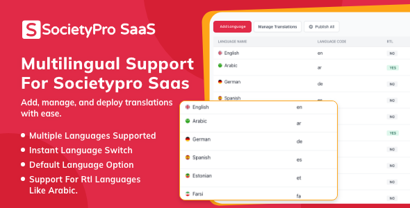 Language Pack Module for SocietyPro SAAS - CodeCanyon Item for Sale