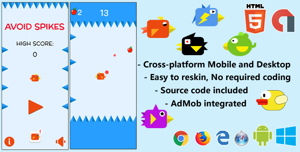 Avoid Spikes – HTML5 Game - CodeCanyon Item for Sale
