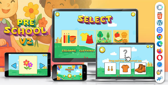 Pre School v2 Game (Construct 3 | C3P | HTML5) Educational Game - CodeCanyon Item for Sale
