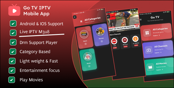 Go TV Live IPTV Flutter App for Android & IOS with admin panel - CodeCanyon Item for Sale
