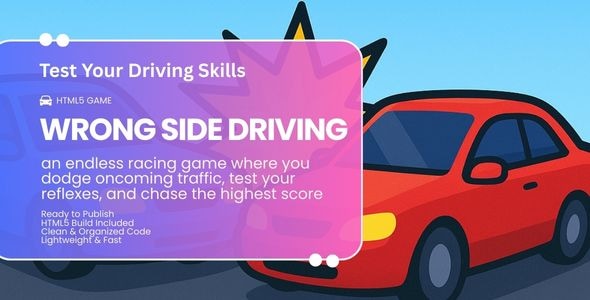 Wrong Side Driving - HTML5 Casual Racing Game - CodeCanyon Item for Sale