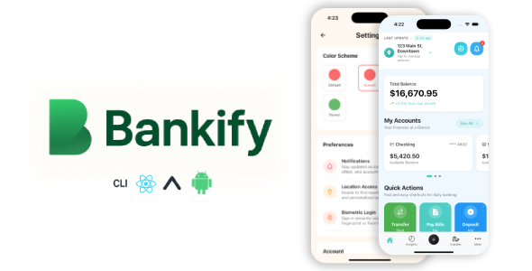 Bankify – 2 - in -1 – Banking, Crypto & Expense App Template | React Native Expo & CLI UI Kit - CodeCanyon Item for Sale