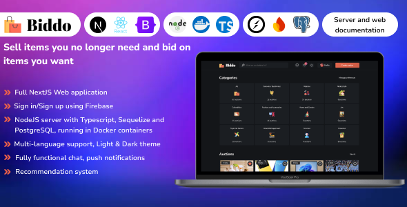Biddo - Full NextJS auction app with NodeJS server (with chat) - CodeCanyon Item for Sale