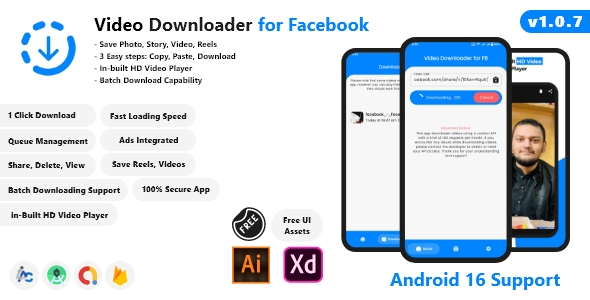 Video Downloader for Facebook - Android Studio, AdMob, Android 16 - CodeCanyon Item for Sale