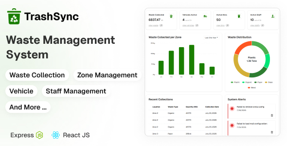 TrashSync - Waste Collection Management System with Express.js REST API & React Js - CodeCanyon Item for Sale