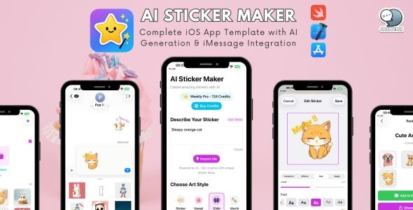 AI Sticker Maker - Complete iOS App Template with AI Generation & iMessage Integration - CodeCanyon Item for Sale
