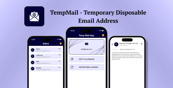 TempMail - Temporary Disposable Email | Swift || Native iOS || Latest Code for Admob Monetization - CodeCanyon Item for Sale