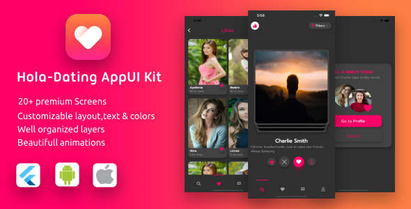 Hola Dating Android App Template + iOS App Template | Flutter | Boys-Girls Dating App - CodeCanyon Item for Sale