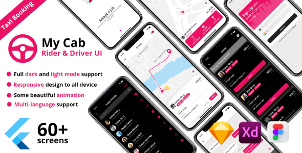 My Cab Android + iOS + Figma + XD + Sketch | Flutter | Driver Taxi Booking - CodeCanyon Item for Sale