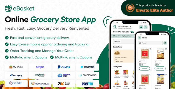 eBasket - Single Vendor Food / Grocery Delivery Flutter app with Laravel Admin Panel + Delivery app - CodeCanyon Item for Sale