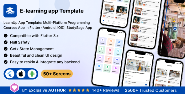 LearnUp UI App Template: Multi-Platform Programming Courses in Flutter (Android, iOS)| StudySage App - CodeCanyon Item for Sale