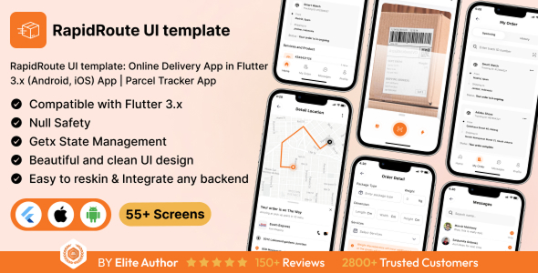 Parcel Tracker UI template: Online Delivery App in Flutter 3.x (Android, iOS) App | RapidRoute App - CodeCanyon Item for Sale