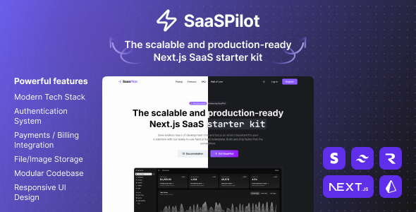 SaasPilot - Next.js SaaS starter kit (Mongo db, PostgreSQL, Stripe) - CodeCanyon Item for Sale