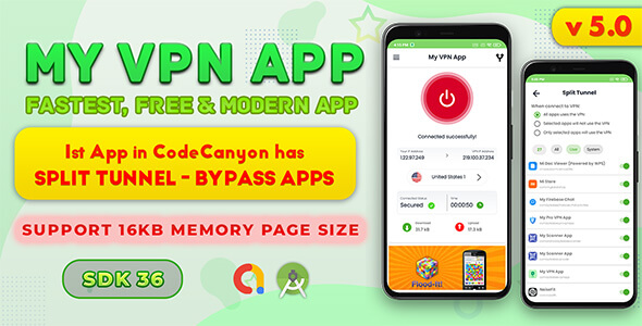 My VPN Android App (Android 16 Supported) - CodeCanyon Item for Sale