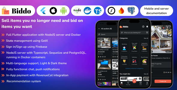 Biddo - Full Flutter auction app with NodeJS server (with chat) - CodeCanyon Item for Sale