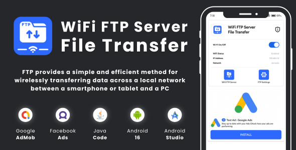WiFi FTP Server File Transfer with AdMob Facebook Ads Android - CodeCanyon Item for Sale