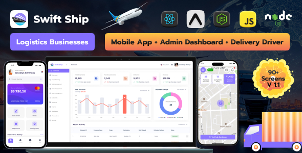 Swiftship - Logistics & Delivery Management Dashboard with Mobile App - CodeCanyon Item for Sale
