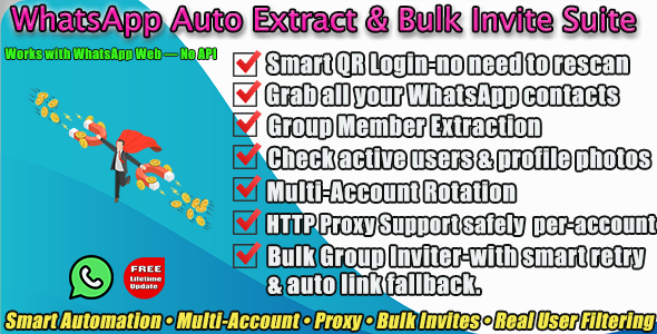 WhatsApp Auto Extract & Bulk Invite Suite - CodeCanyon Item for Sale