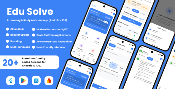 Edu Solve - AI Learning & Study Assistant Flutter App (Android & iOS) - CodeCanyon Item for Sale