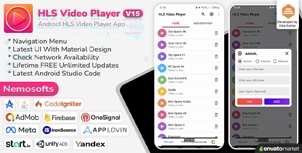 HLS Video Player Android App ( Online ) - CodeCanyon Item for Sale