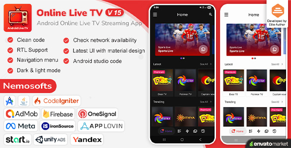 Android Online Live TV Streaming - CodeCanyon Item for Sale