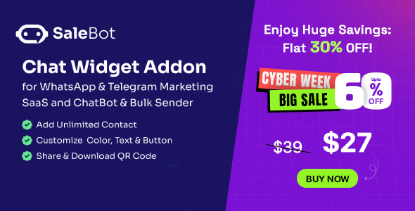 SaleBot Chat Widget Addon - CodeCanyon Item for Sale