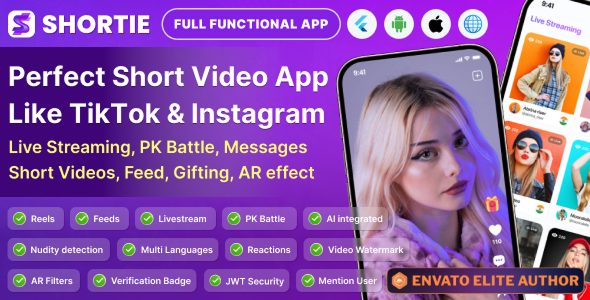 Shortie - Short video & Live streaming app with admin panel | Android, iOS & Web | Tiktok Clone - CodeCanyon Item for Sale