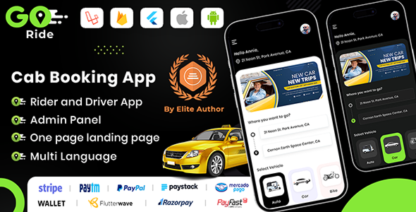 GORIDE | InDriver Clone | Flutter Complete Taxi Booking Solution with Bidding Option - CodeCanyon Item for Sale