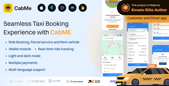 CabME - Flutter Complete Taxi app | Taxi Booking Solution - CodeCanyon Item for Sale