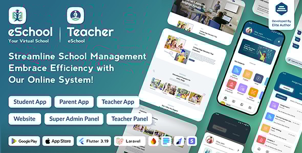 eSchool - School Management System with Student | Parents | Teacher Flutter App | Laravel Admin - CodeCanyon Item for Sale