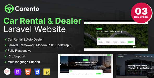 Carento - Car Rental Booking Laravel System - CodeCanyon Item for Sale