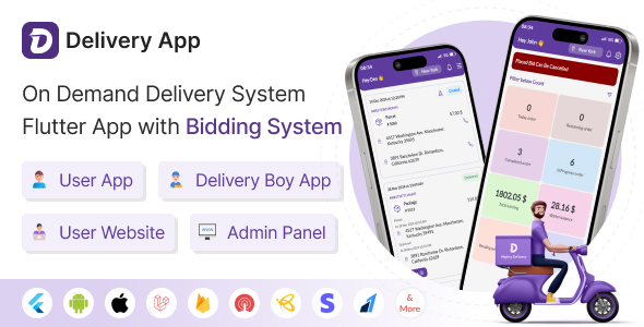 Delivery App - On Demand Delivery System Flutter App with bidding system | Courier App - CodeCanyon Item for Sale