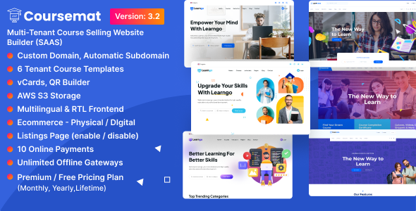 Coursemat - Multi-Tenant Course Selling Website Builder (SAAS) - CodeCanyon Item for Sale