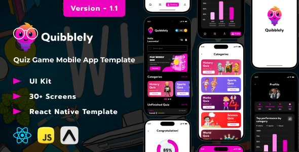Quibblely GK Quiz React Native Expo Template - CodeCanyon Item for Sale