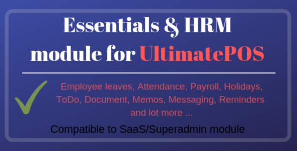 Essentials & HRM (Human resource management) Module for UltimatePOS (With SaaS compatible) - CodeCanyon Item for Sale