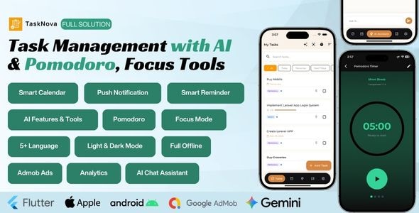 TaskNova - AI Powered Task Manager and Productivity Full Application - CodeCanyon Item for Sale