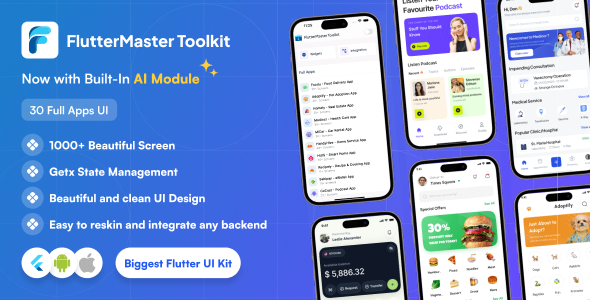 Flutter Master Toolkit - The Biggest Flutter UI Kit with AI Modules - CodeCanyon Item for Sale