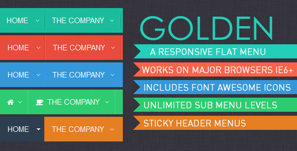 Golden Menu - Responsive Flat Dropdown Menu - CodeCanyon Item for Sale