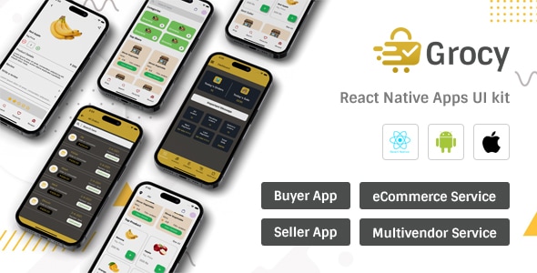 Grocy – React Native Multi-vendor Ecommerce App UI Kit - CodeCanyon Item for Sale