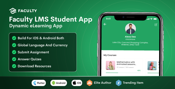 Faculty LMS Mobile App - eLearning Management System Flutter App - CodeCanyon Item for Sale