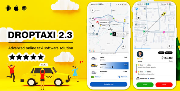 Droptaxi white label mobile taxi app software script - CodeCanyon Item for Sale